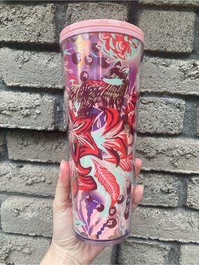 Starbucks Pink and Purple Fox Travel Tumbler